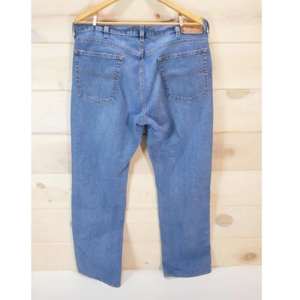 Express Men's size 38 x 32 [Actual 36x32] Denim Jeans Randigo Button Fly Blue